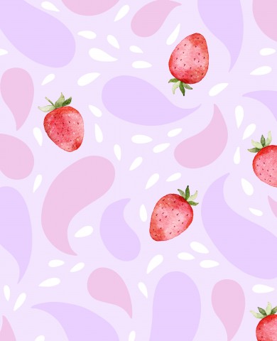 Rib Jersey Erdbeeren auf einem rosa Hintergrund