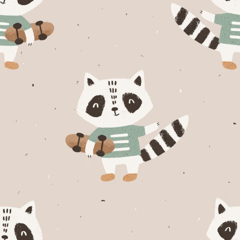 Waterproof fabric pattern of raccoons on T-shirts