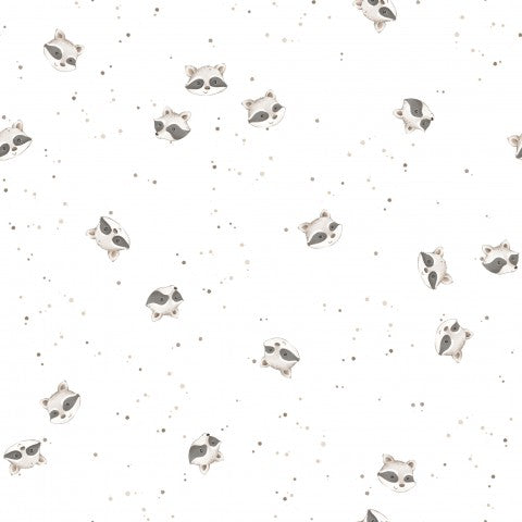 Kreativität trifft Natur: Canvas Baumwolle Raccoons Tossed White 18x18cm - weiche, unstrukturierte Baumwoll-Mischung für einzigartige textile Projekte. Perfect