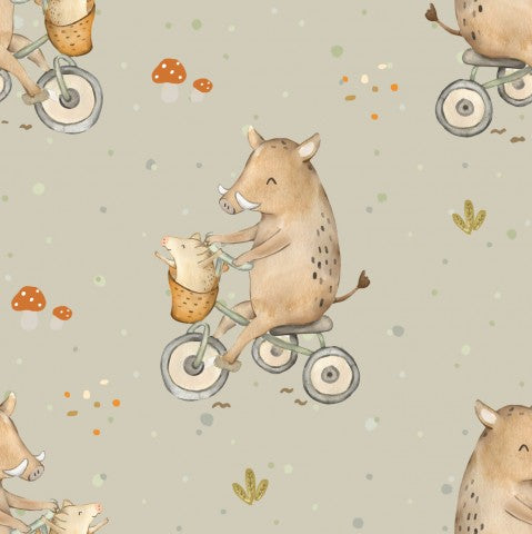 Canvas Baumwolle für Radfahrer - Wildschwein Khaki Meterware zum Nähen: Stoff mit Natur-Charme und praktischem UV-Schutz für deine Outdoor-Aktivitäten.