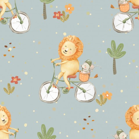 Rib Jersey einem Löwen, der Fahrrad fährt