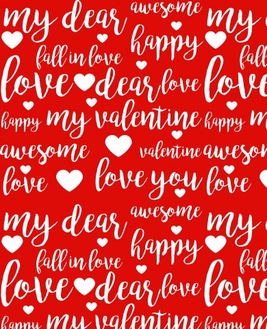 Musselin einen Valentinstagstext auf rotem Hintergrund