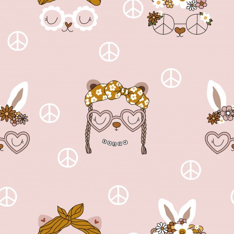 Chica de Rib Jersey y símbolo de la paz