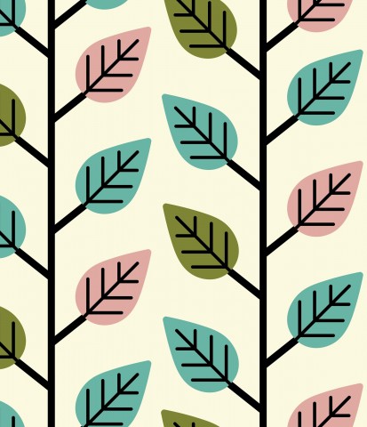 Satin cotton colorful leaves on white background