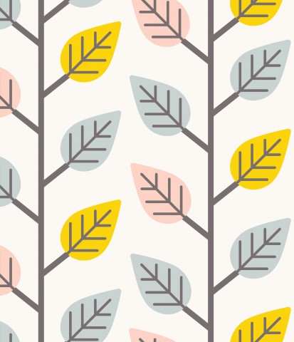 Retro Chic bei Canvas Baumwolle: Blätter auf weißem Hintergrund in kleinem Format - ideal für trendy Kleidungsstücke oder Accessoires, zum Nähen als Meterware.