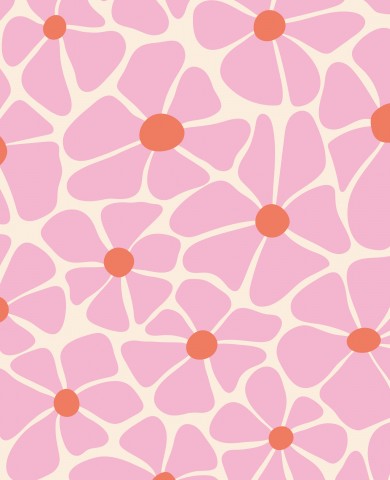 Flores de satén de algodón rosa y naranja sobre fondo blanco.