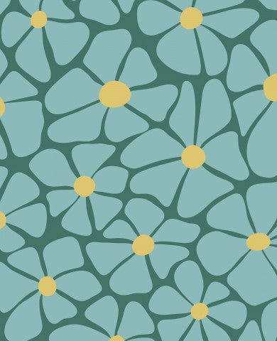 Jersey ein blau-gelbes Muster mit Blumen darauf