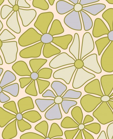 Fransk frotté med blommönster i färgerna grönt, gult och blått