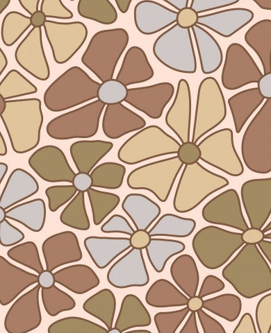 Mussola con motivo floreale nei colori beige, marrone e marrone chiaro