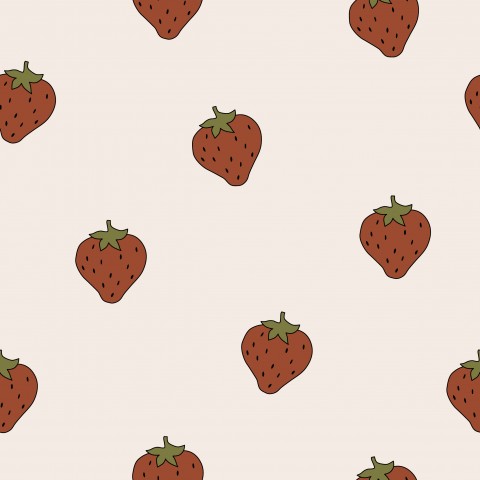 Patrón de felpa francesa de fresas sobre un fondo beige