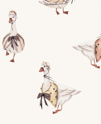 Waterproof fabric a series of watercolor illustrations of geese