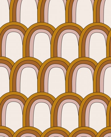 French Terry curved lines in brown and beige