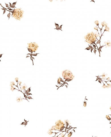 Retro-Charme für deine Nähprojekte: Canvas Baumwolle Rosen 2 in Weiß - 100% Natur-Faser-Stoff, ideal zum nähen von Tischdecken, Taschen und mehr!