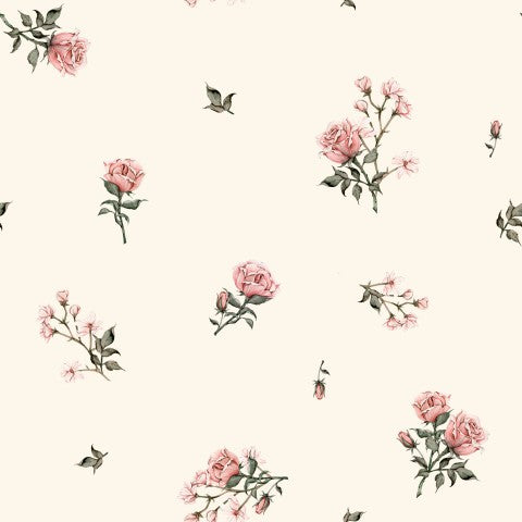 Rib Jersey a floral wallpaper with pink roses on it