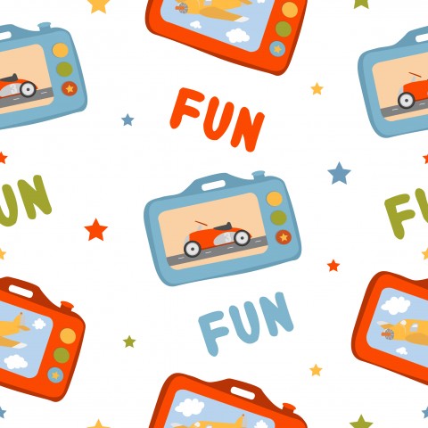 Macchina fotografica giocattolo e aeroplano Jersey