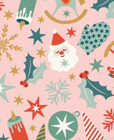 Jersey Weihnachtssymbolen auf einem rosa Hintergrund