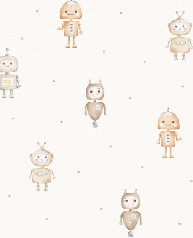 Canvas Baumwolle Robots Small Off White: Natürliche Baumwoll-Canvas-Qualität zum Nähen, in kleinen Mengen ab 0,5 m², off-white Farbe, ideal für Roboter-Kostüme