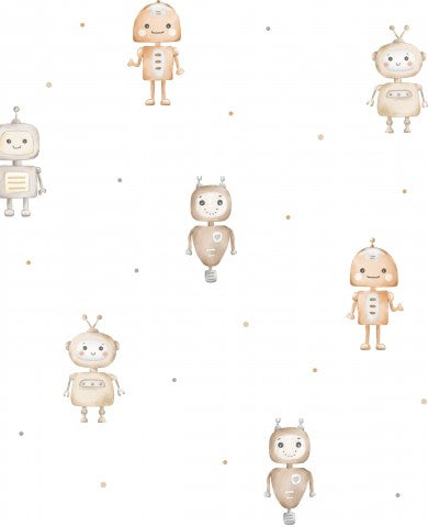 Jersey seamless wallpaper with robots on a white background