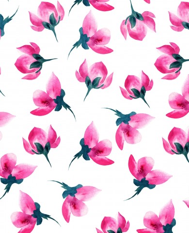 Satin cotton pink flowers on white background