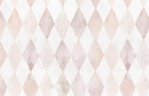 Rib Jersey, una carta da parati con motivo a rombi rosa e bianchi