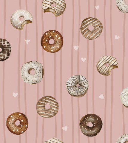 SoftShell donuts and hearts on a pink background