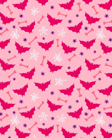 Panama a pink Halloween pattern with bats and spiders