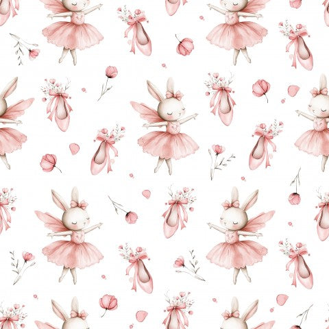 Jersey rosa Balletttänzerinnen und Blumen