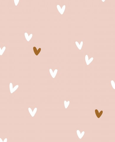 Tessuto impermeabile con cuori rosa e bianchi su sfondo rosa