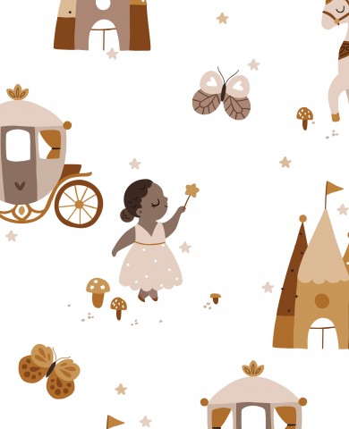 Raso di cotone una bambina e una carrozza