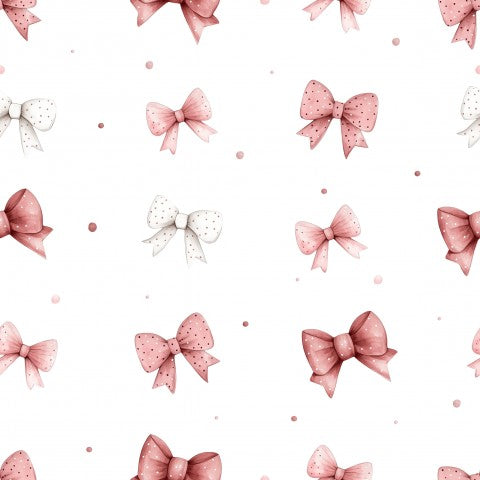 Waterproof fabric pink bows on white background
