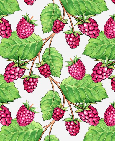 Canvas Baumwolle Rosa Sommerbeeren - Weiche und atmende Baumwoll-Mischung mit rosafarbenen Sommerbeeren-Pattern, ideal für Ihre nächste Projekte wie Tischtüche