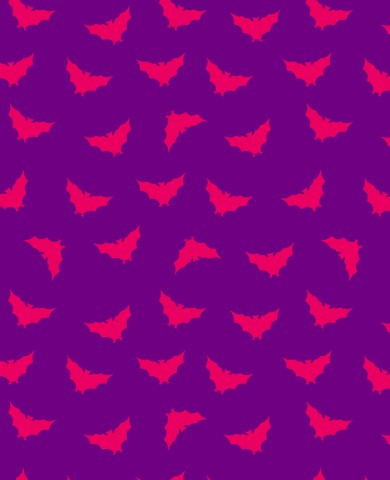 Satin Baumwolle roten Fledermäusen auf violettem Hintergrund