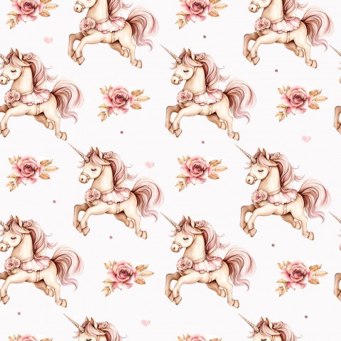 Vintage- Charm in Rosenrot: Baumwoll-Kanvas mit einem einzigartigen Einhorn-Muster, um Ihre Kleidung zu veredeln. Naturfarben und eine leichte Weichheit machen