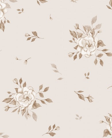 Maglia a coste con motivo floreale nei colori beige e marrone