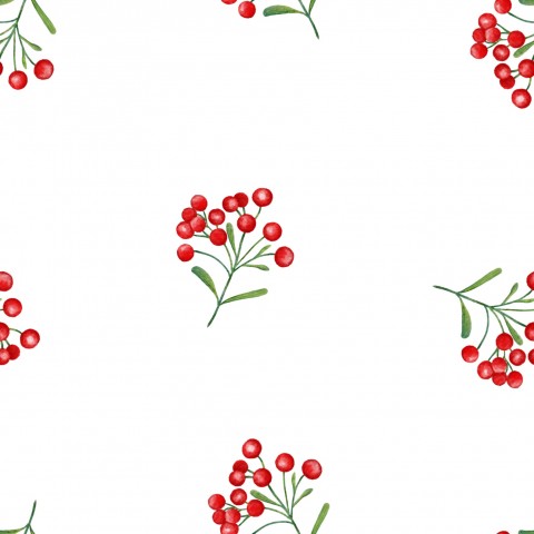 Satijnen katoenen patroon van rode bessen op een witte achtergrond