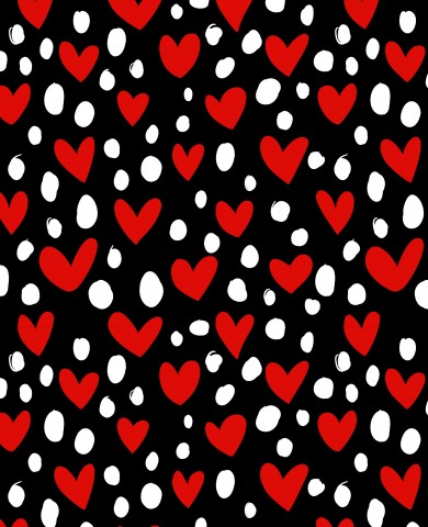 SoftShell red and white hearts on black background