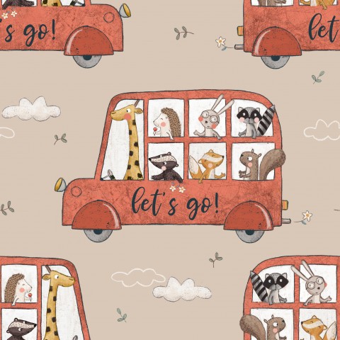 Rødt bomuldslærred med dyremotiv - Naturlige farver til dit næste projekt! Bomuldslærredsstof, ideelt til syning og gør-det-selv-projekter, i en rød dyremotivnuance.