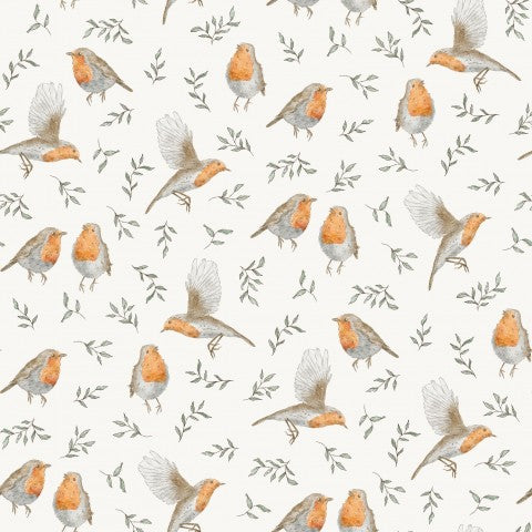 Uccelli e foglie di mussola