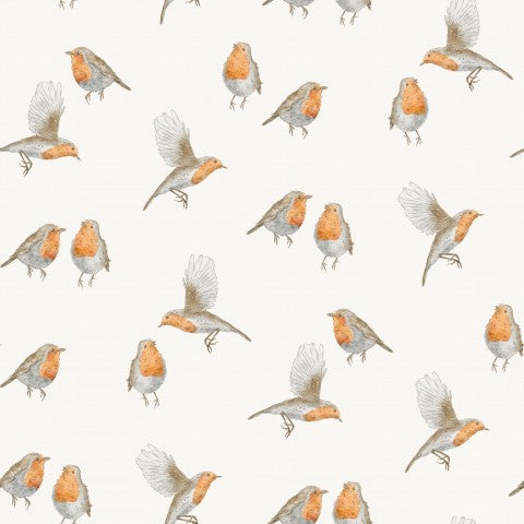 Satin cotton robin on white background