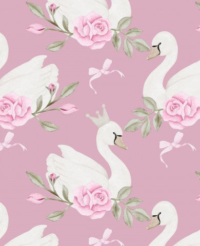 Jersey white swans and pink roses