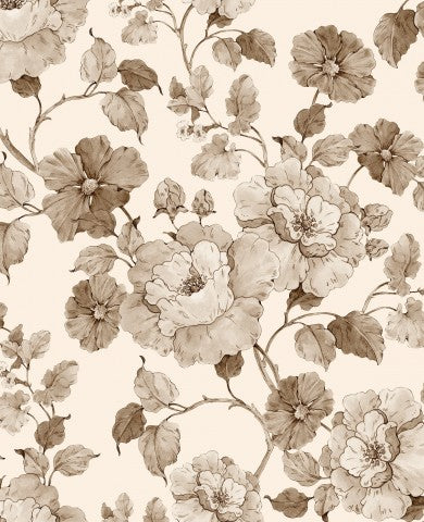 Wasserdichter Stoff Blumenmuster in Beige und Braun