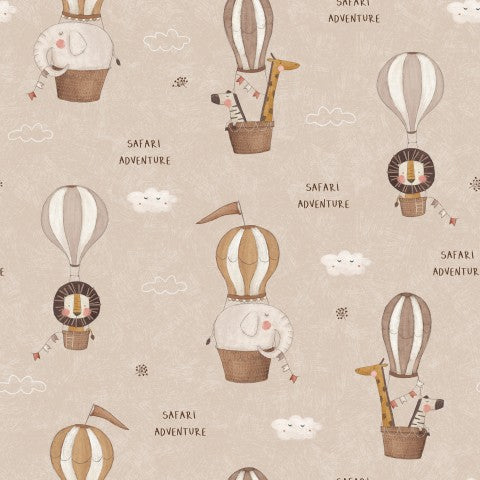 Djur i satinbomull och luftballonger