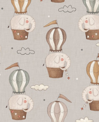 Satin cotton elephants and hot air balloons