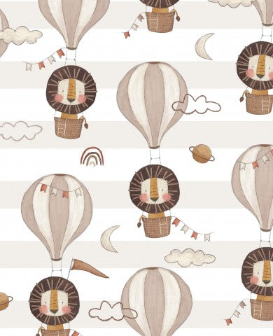 Mongolfiere e leoni in French Terry