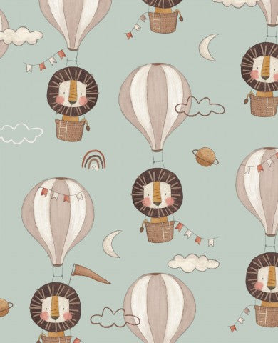 Lærredsbomuld Safari Ballon Løve: Nem syning med naturligt lærred - ideel til hobbyskræddere og professionelle! Naturligt bomuldslærred, 100% bomuld, til