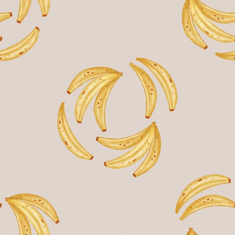 Jersey bananmønster på beige baggrund