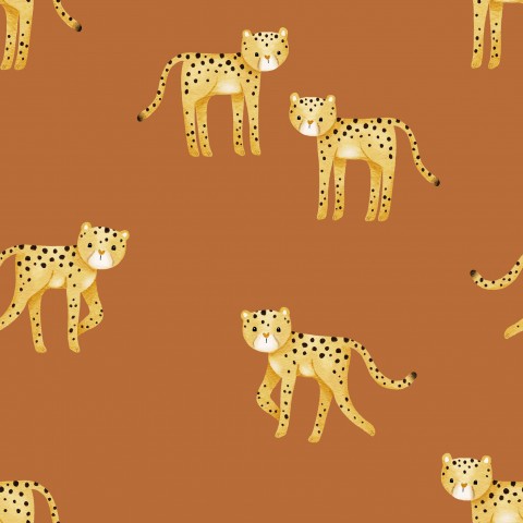 Stilvoller Canvas-Stoff mit Baumwolle-Anteil: Unvergleichlich weiche Oberfläche, passender für Safari-Designs - Cheetah-Muster in Kupferton auf small-Format -