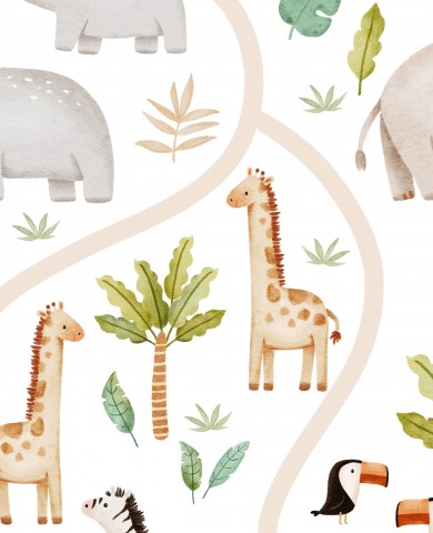 SoftShell aquarel dieren en planten in de jungle