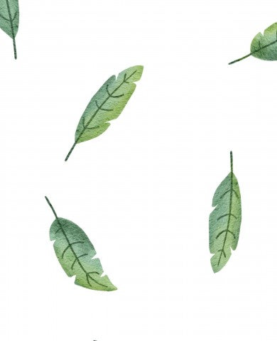 Jersey a pattern of green leaves on a white background