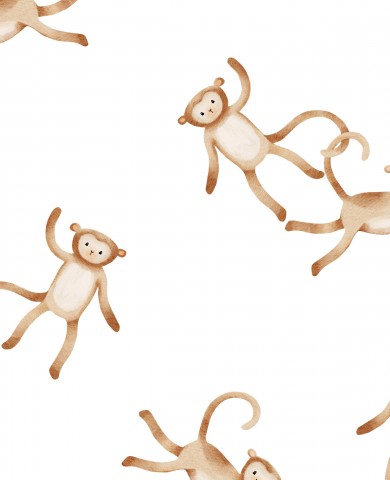 Panama watercolor pattern with monkeys